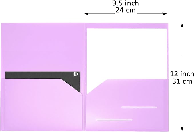 Youngever 6 Pack Heavy Duty Plastic Two Pocket Folders, Heavy Duty Plastic 2 Pocket Folder (Mauve)