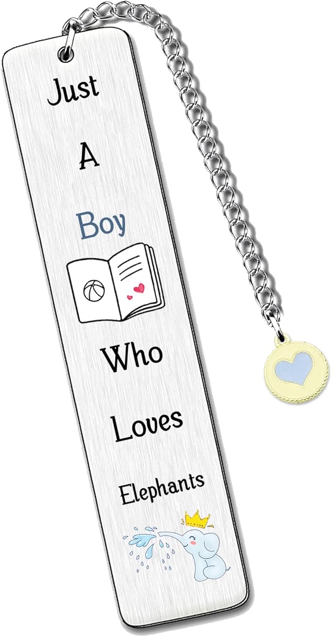 Elephant Bookmarks Cute Best Friend Man Teens Distance Accompany Just a Boy who loves Elephants Son Brother Grandson Godson Book Accessory Personalised Birthday Valentines Day Elephant Christmas Gifts