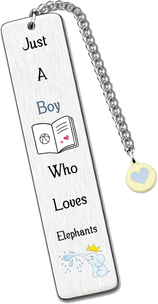 Elephant Bookmarks Cute Best Friend Man Teens Distance Accompany Just a Boy who loves Elephants Son Brother Grandson Godson Book Accessory Personalised Birthday Valentines Day Elephant Christmas Gifts