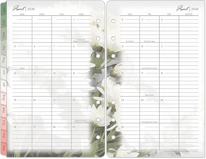 FranklinCovey - Blooms Planner Refill | Two Page Per Day - Ring-Bound (Compact, Apr 2026 - Mar 2027)