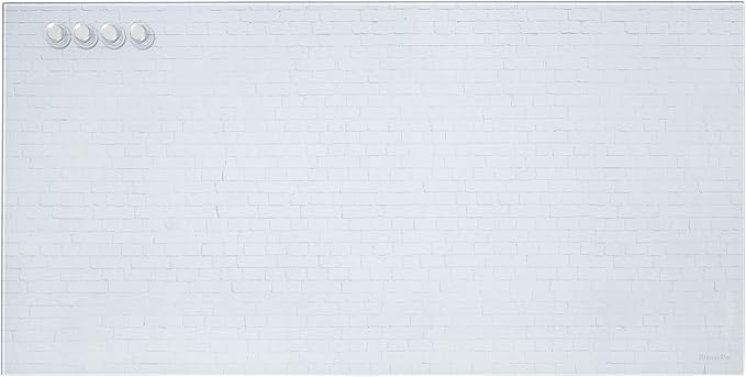 ECR4Kids MessageStor Dry-Erase Glass Board and Magnets, Office Essentials, White Brick