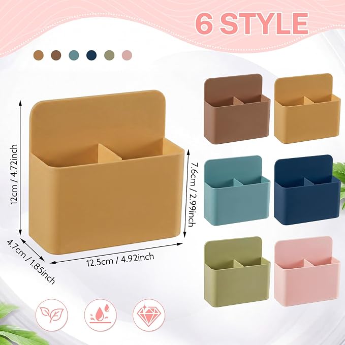 6 Pcs Magnetic Dry Erase Marker Holder Magnetic Pen Holder for Whiteboard Magnet Pencil Storage Organizer for Office Refrigerator Locker Classroom Organization Metal Cabinets (Morandi)
