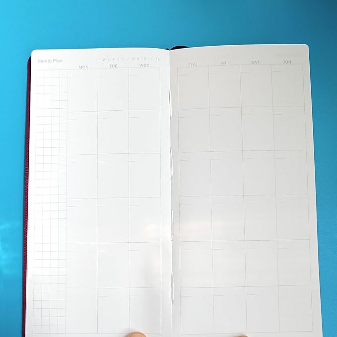 Undated Weekly Planner A6 Size - Weekly & Monthly Pocket Organizer, Portable Travel Notebook, Office Schedule Book,Gift Idea (Red with a Clear Cover)