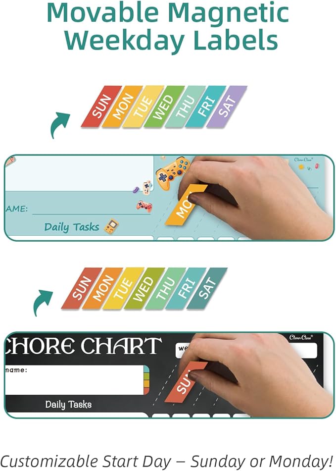 Magnetic Dry Erase Chore Chart - 8.5"x11" Behavior Responsibility Chore Board, Reward Chart for Kids, Teenagers - 6 Extra Fine Point Markers Included - Shipped Flat