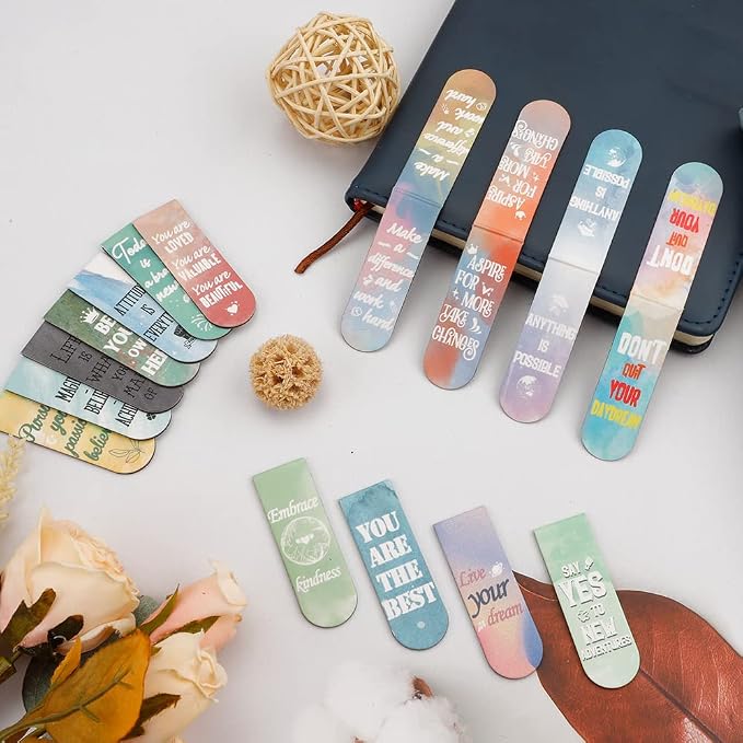 Magnetic Bookmarks, 15PCS Cute Magnets - Graduation Inspirational Bookmark Clips for Women, Men, Kids & Teachers (Style-1)