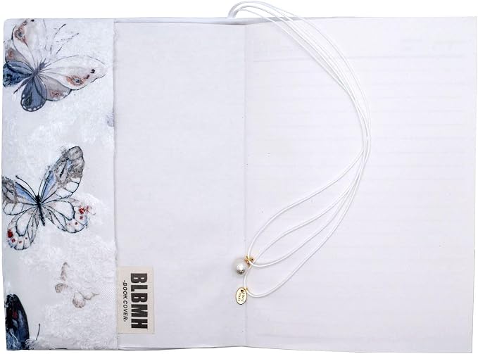 BLBMH 5x8 Book Cover | Handmade Non-Stretch Fabric Sleeve with Bookmark | for Paperback Bible Journal | Privacy Reading Gift for Women - Butterfly A