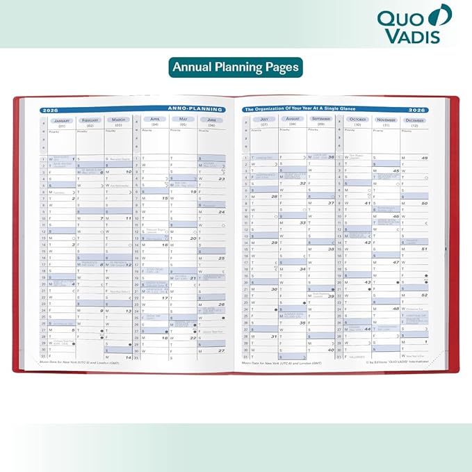 Quo Vadis 2026 President - Weekly Planner - 13 Months, Dec. to Dec. - 8 1/4 x 10 5/8" - Smooth Faux Suede Texas Blue Cover- Time Management Appointment Organizer