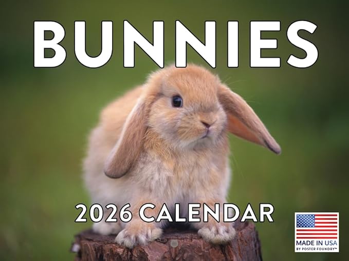 Bunny Calendar 2026 Bunnies Rabbit Gifts Monthly Wall Calender 12 Month | American Made In The USA