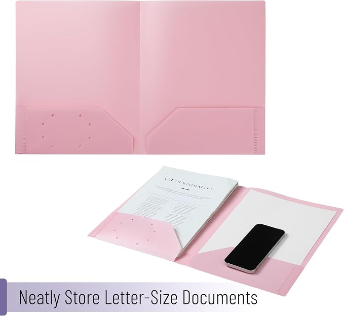 Mr. Pen- Plastic Folders with Pockets, 5 pcs, Aesthetic File Folder with Business Card Slot, 2-Pocket Folder, Back to School, Office, Filing Supplies