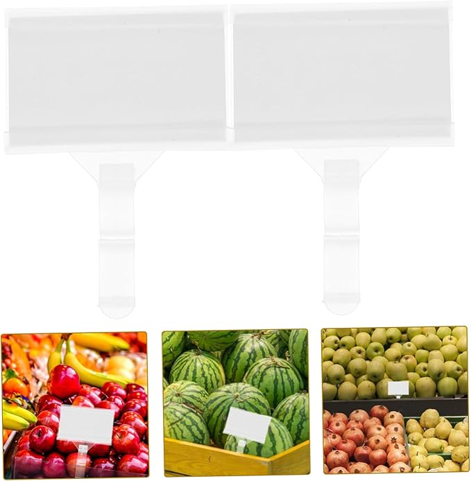 ULTECHNOVO 60pcs Shelf Label Holders for Retail Sturdy Plastic Card Holders Hook-style Design for Easy Attachment for Supermarkets and Pantries