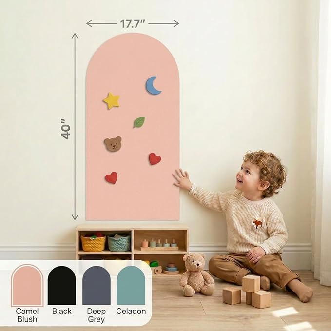 Arch Magnetic Wall Decal - 40" x 18" Matte Finish Chalkboard Sticker for Wall - Magnetic Board for Playroom, Home Classroom(Camel Blush)