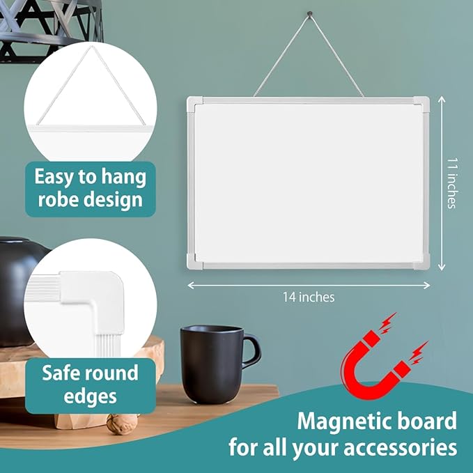 EXTRIC Dry Erase Board 11" x 14" – Magnetic, Double-Sided (Lined & Blank) Mini Whiteboard with Marker, Small Lap Board for Classroom, Homeschool