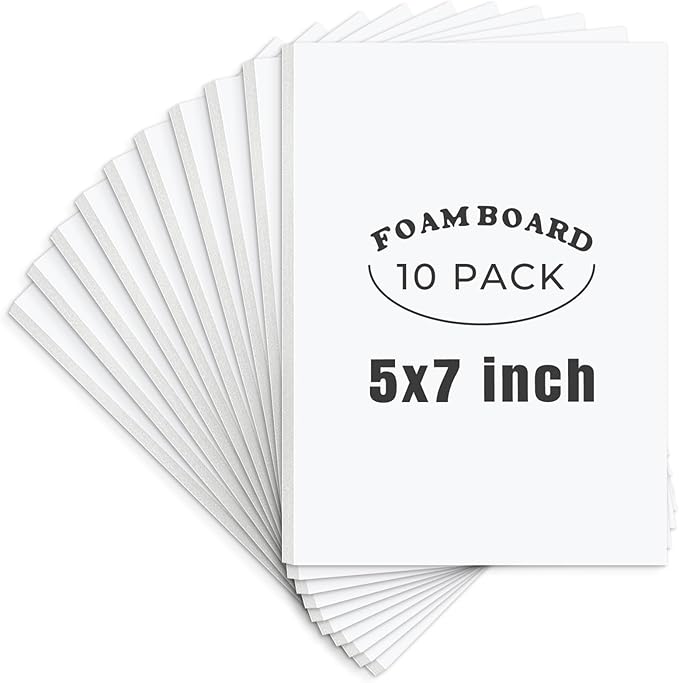 AUEAR, 10 Pack 5x7 White Foam Boards, Foam Core Poster Board for Display, Mounting, Print, Presentation and Projects, 1/8'' Thick