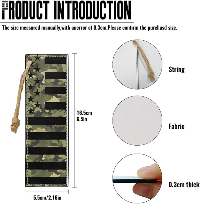 2 Pack Leather Bookmark Green Camo American Flag Bookmark for Teachers, Students, Book Lovers Page Markers for Students Teachers Reading Bookmarks Accessorie