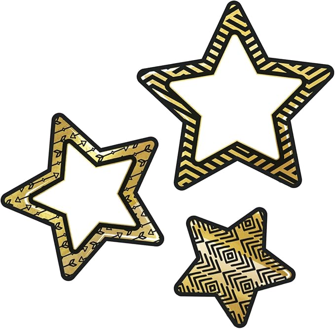 Carson Dellosa Sparkle and Shine 36-Piece Star Cutouts, Gold Foil Space Theme Bulletin Board Decorations for Labels, Cubbies, Locker Decorations, Posterboard, and Classroom Decor