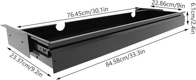 30 Inch Under Desk Mounted Sliding Pull-out Drawer Storage for Sit Stand Workstation Office(Applicable Table Thickness: 0.79in) Black