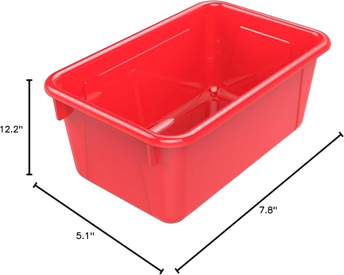 Storex Small Cubby Bins, Pack of 5, 12.2 x 7.8 x 5.1 Inches, Red (62415U05C)