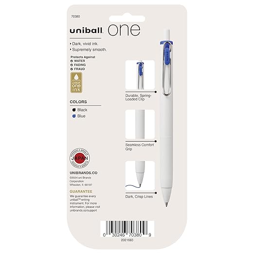 uniball one Retractable Gel Pens, Medium Point (0.7mm), Black and Blue Ink, 5 Pack