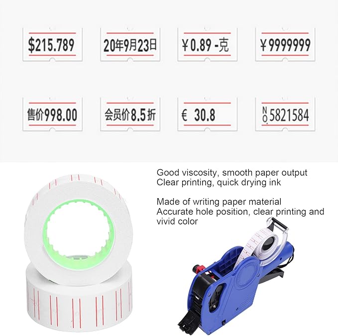 15000 30 Rolls of Price Machine Label Sheets, White Single Row Price Marker Label Stickers, Fits Most Price Labeling Machines, for Office, Retail Store or Organizational Marking