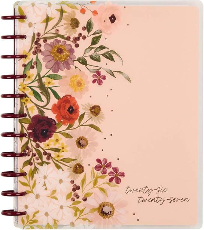 Happy Planner Disc-Bound Planner July 2026–June 2027, Includes 3 Extra Months and 2 Sticker Sheets, Big Size, 8.5" x 11", Horizontal Layout, Wildflower Whimsy