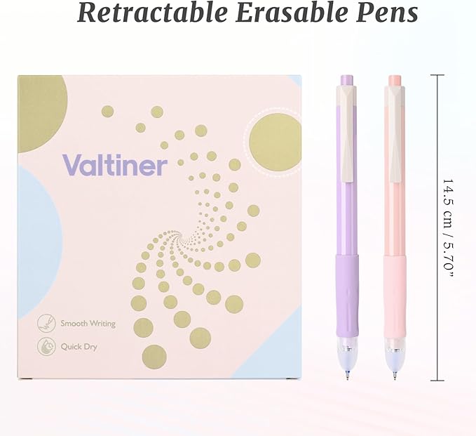 8Pcs Erasable Pens with Erasers, Retractable 0.5mm Fine Point Smooth Writing Black Ink Pen with Eraser, Aesthetic School Office Supplies for Journaling (Black Ink)