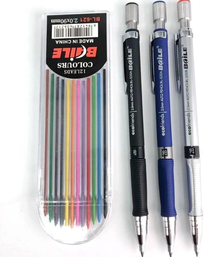 1Pc Black Mechanical Pencil 2.0mm 2B Automatic Pencils ，Lead Drawing Writing Tools School Office Supplies，Mechanical Pencils ，Writing and Correction Supplies