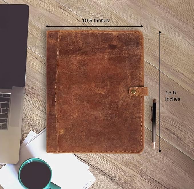 PIDAVLIYA'S Leather Portfolio, Leather Binder with Pen, Leather Portfolio for Men and Women, Leather Padfolio, Leather Folder, Portfolio Binder, Business Portfolio Men and Women (Antique Brown)