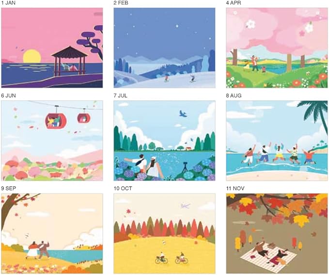 2026 Desk Calendar & Monthly Planner, Warm Illustration Art, Happy Friends Planner, Vertical Cute Decor, Stand-Up Flip Tent, 14 Sheets, 5.9"x 7.9"