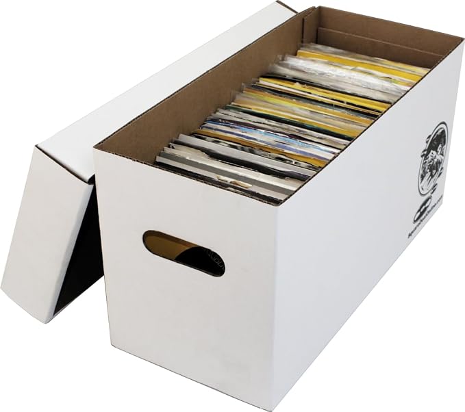 Square Deal Recordings & Supplies 7" 45rpm Vinyl Record Storage Box - Heavy Duty Cardboard with Removable Lid - Holds up to 200 7" Records - 5 Boxes #07BC09HD