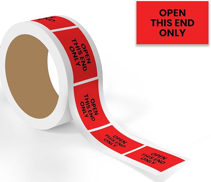 StickerJet Open This Side Only – Warehouse Receiving Labels – 3"x5" Rectangle Labels – 500 Qty/Roll – Paper, Easy Peel and Stick, Strong Adhesive, No Residue, Made in USA