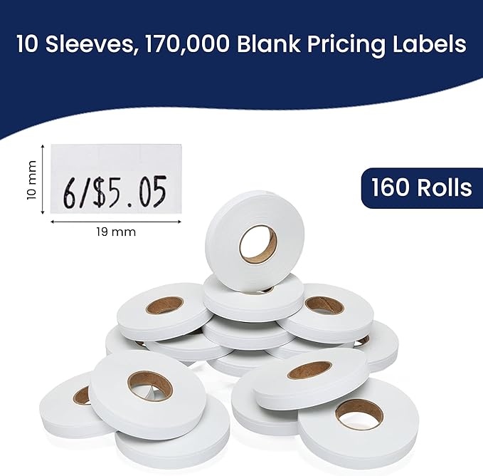 Perco White Pricing Labels for Monarch 1110 Price Gun – 10 Sleeves Value Pack, 170,000 Pricemarking Labels