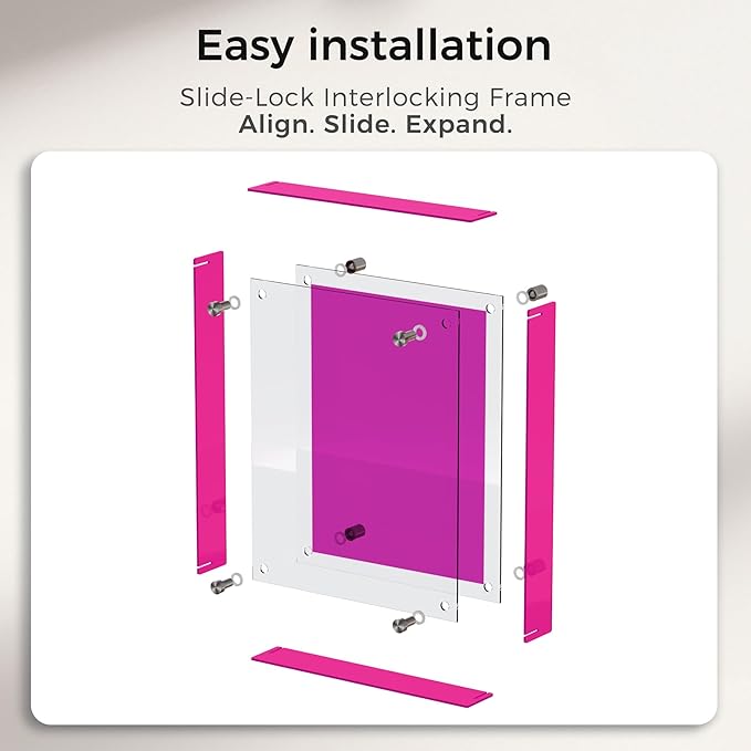 TOWON 9x12 Inch Acrylic Dry Erase Board Set, Acrylic Memo Whiteboard with Purple | 4 Dual-Tip Markers and Eraser, Modern Memo Display for Postcards, Photos & to-Do Lists for Home Office, Dorm