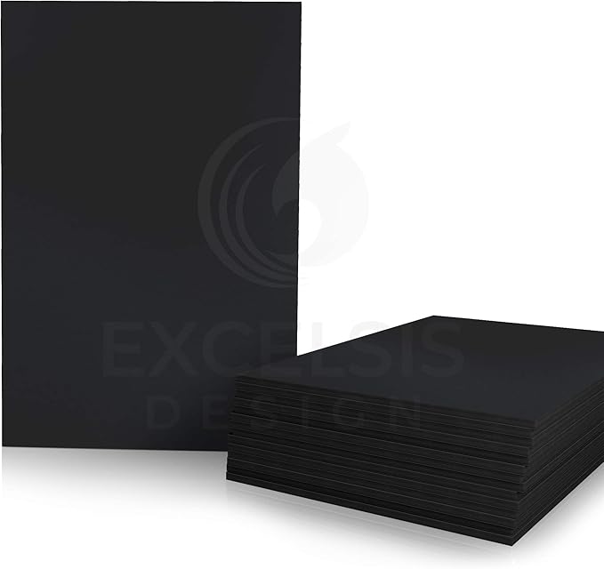 Black Foam Board 8 x 10 – 10 Pack, 3/16" (5mm) Thick Foam Core Poster Board Sheets for Art, Crafts, Vision Board, School Projects, Presentations & Signs