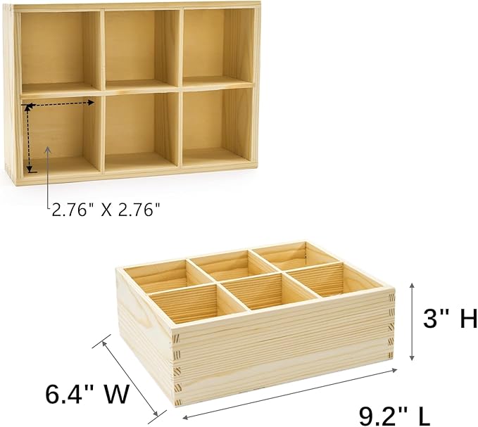 Yopay 4 Pack Wood Organizer Caddy, 6 Compartment Pen Holder Caddy, Stackeble Tea Bag Organizer Sugar Packet Holder for Art Supplies, Makeup Brushes, Phones, Home, Office, Coffee Bar, Desktop