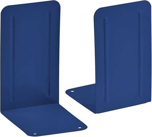 Acrimet Bookends for Shelves, Non-Skid Book Holder, Heavy Duty Book Stopper, Steel Metal Book Ends Storage for Home, Library, 6 7/8" H x 4" W x 4 1/2" D (Deep Blue) (2 Pairs / 2 Pieces)
