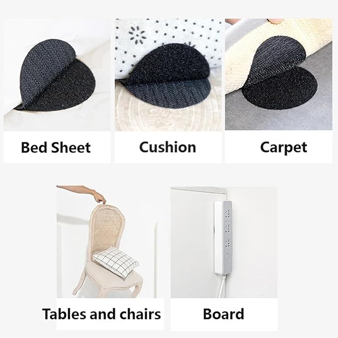 Multipurpose Adhesive Backing Round Tape Double Sided Hook and Loop Sticker for Keep Household Items in Place Pack of 10 Carpet Tape