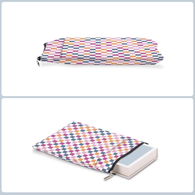 Retro Plaid Book Lovers Gifts Book Sleeve Vintage Checkered Waterproof Book Cover Book Pouch Book Protector with Front Pocket Book Club Christmas Birthday Gifts for Women Girl Sister Book Accessories
