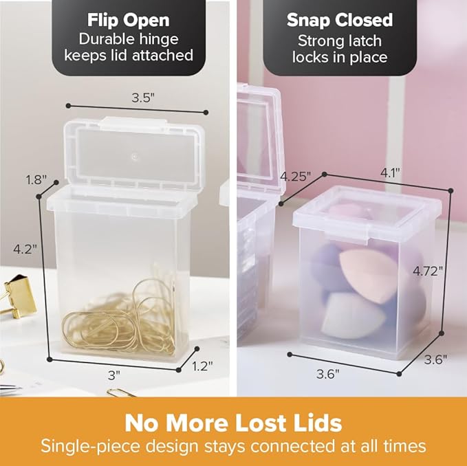 Bostitch Konnect Storage Containers with Lids, Clear Plastic Box, Stackable for Crafts, Home and Office Orginzation, Labels. Small Storage Set (3 Piece: 1 × 1.5Qt, 2 × 0.5Qt)