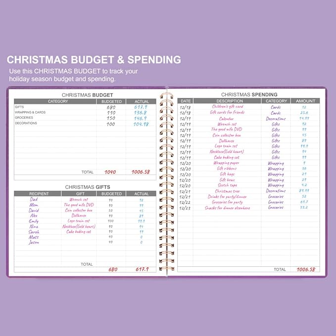 Budget Planner - 8" x 9.5" Monthly Budget Book with Expense Tracker Notebook, 2026 Budgeting Book and Financial Planner to Control Your Money. Large Size, PU Leather, Purple
