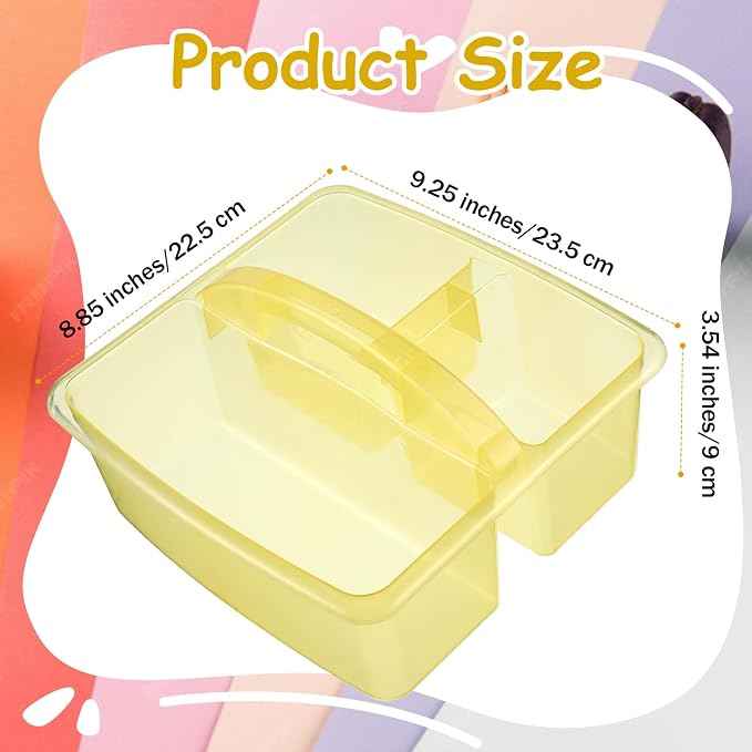 Threehoney 12 Pack Classroom Caddy Storage Basket with Handle 3 Compartment Plastic Storage Caddy Bulk for Arts Office Crafts Pencil Crayon Marker School Supplies (Transparent)
