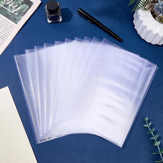 GORGECRAFT 10Pcs Adjustable Plastic Book Covers Clear 8.5 x 6.2 Inch Waterproof Transparent Book Sleeve with Self-Adhesive Strip Document Paper Protector for Notebook Textbook Paperbacks School Office