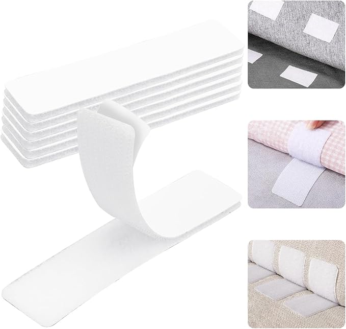 2024 Upgrade Hook and Loop Fastener Strips with Adhesive,Mounting Tape Heavy Duty Adhesion,Self Adhestive Hook and Loop Strips for Home and Office, Double Sided Adhesive Strips 20 Set 4×1inch White