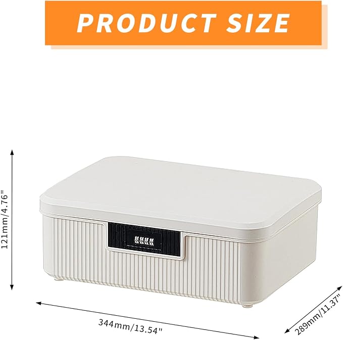 RUIAN Lockable Storage Container Bin, 4.2 Gallon Security Portable Combination Lock Plastic Box, Locked Security Box Suitable for Storing Important Items and Documents (Milk White)