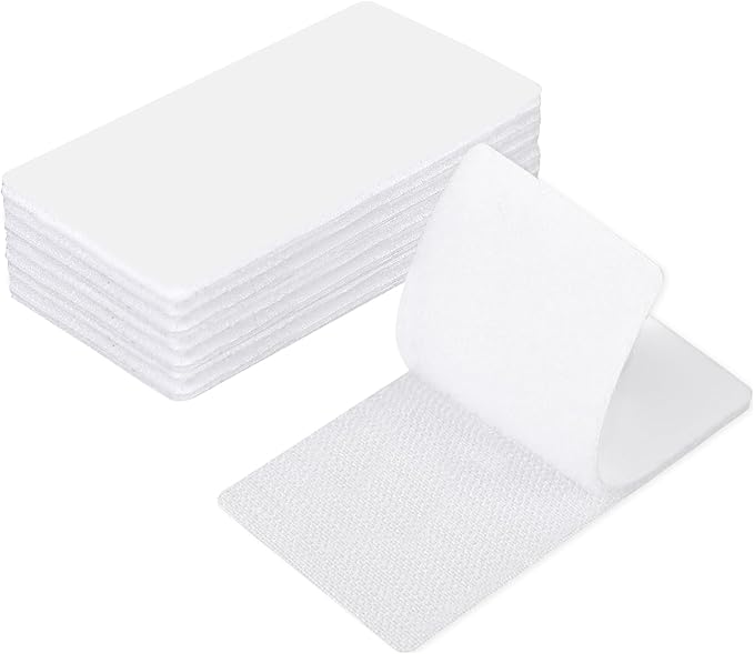 20 Sets Double Sided Tape Heavy Duty White Hook and Loop Tape, 2x4Inch Adhesive Strips – Secure Mounting for Rug Poster Artwork Mirror Hanging Couch Cushion Wall, Indoor & Outdoor Use
