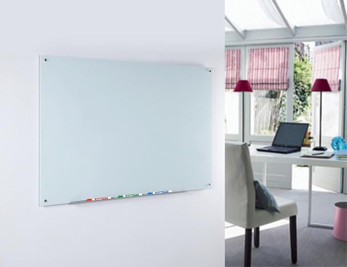 Audio-Visual Direct Magnetic White Glass Dry-Erase Board Set - 3' x 2' - Includes Magnets, Hardware & Marker Tray
