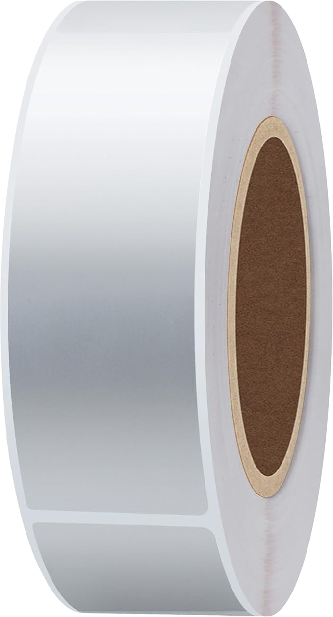 Hybsk 1x3 Inch Color-Code Labels Metallic Silver Sticker Rectangle 500 Labels Per Roll (Silver)