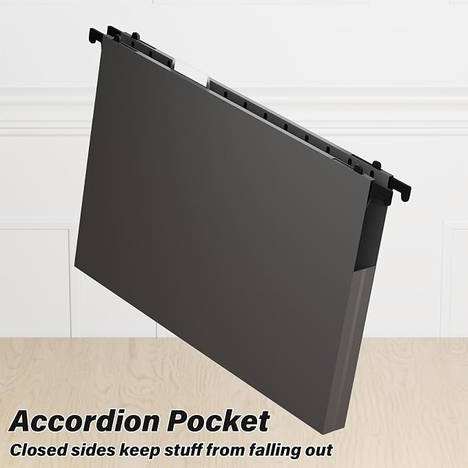 ANSOOK Hanging File Folders Letter Size,Heavy Duty 1" Hang Folder for File Cabinet, 12 Pack Extra Capacity File Folders Hanging with Tabs for File Frame & Stroage Box,Hanging File Organizer