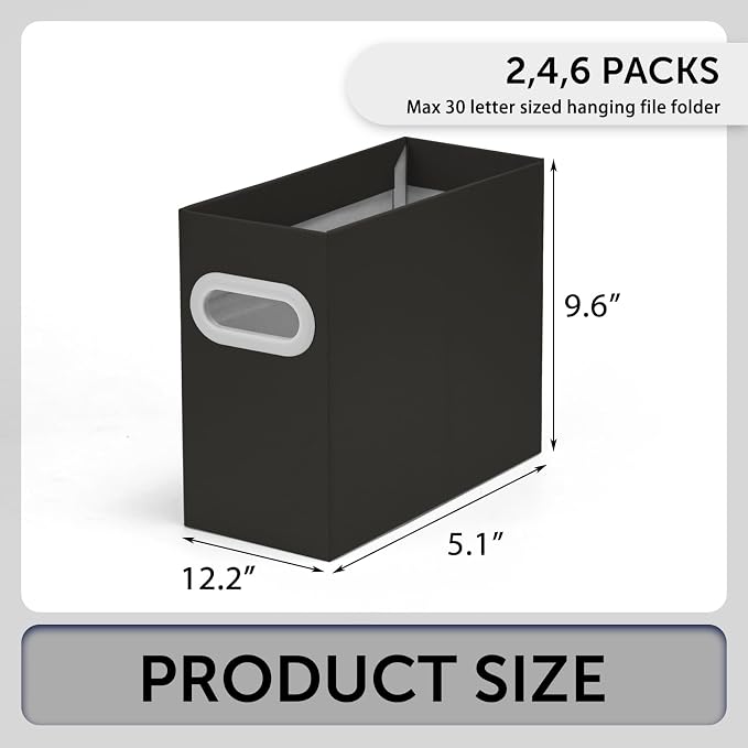 Hanging File Organizer, Cardboard File Folder Organizer for Letter Size, Desk Documents Storage Box, Portable File Folder Holder Boxes for Office, Home, School, Only Box.(2 Packs)