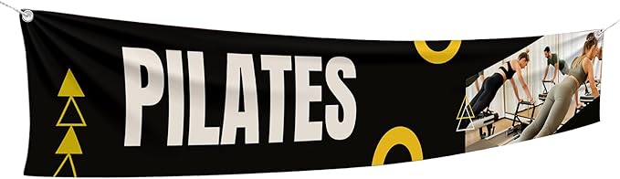 Pilaates Large Banners and Signs for Outdoor by Mavis Printing-Polyester Banner with 4 Holes for Easy Hang Indoor & Outdoor|4x1 Feet HD Print Sign to Promote Church| Made in USA