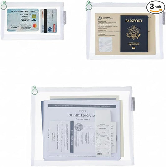SHIMOYAMA Mesh Storage Bag Set, 3Pcs 3-Size Double Nylon Mesh Bags for Lego Bricks, Puzzles, A4/5/6 Zipper Pouch for Home/School/Office Use